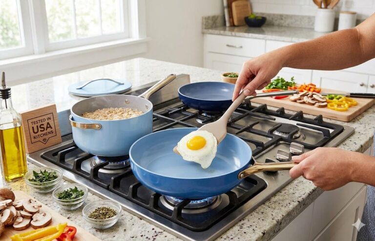 best non stick cookware set in USA Caraway ceramic cookware real kitchen use
