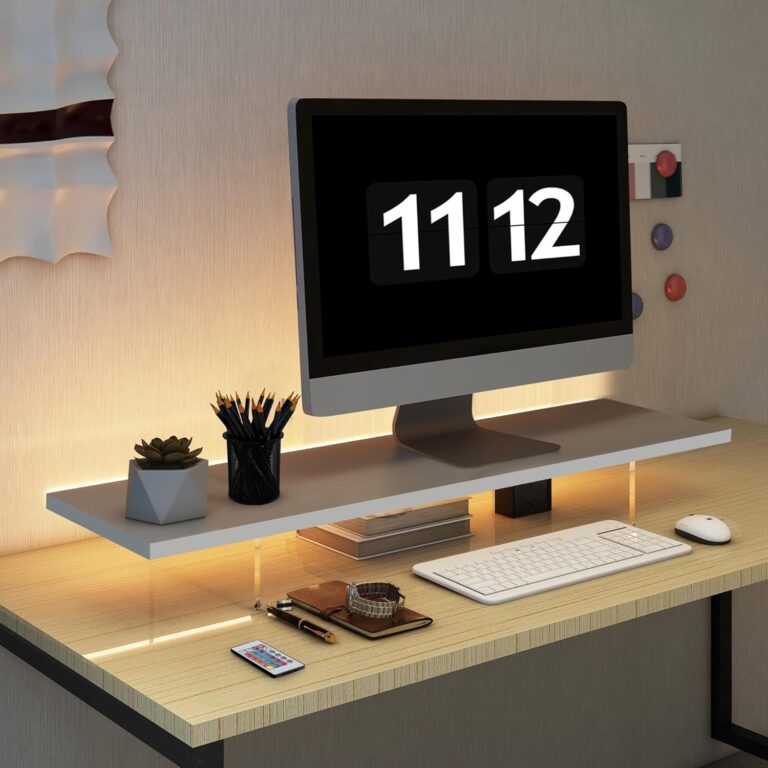 5.Cheap Office Desk Accessories for Small Spaces Monitor Stand with LED Light