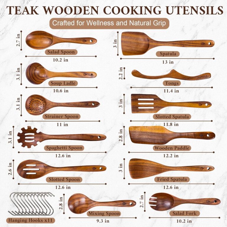 12 Piece Wooden Spoons for Cooking