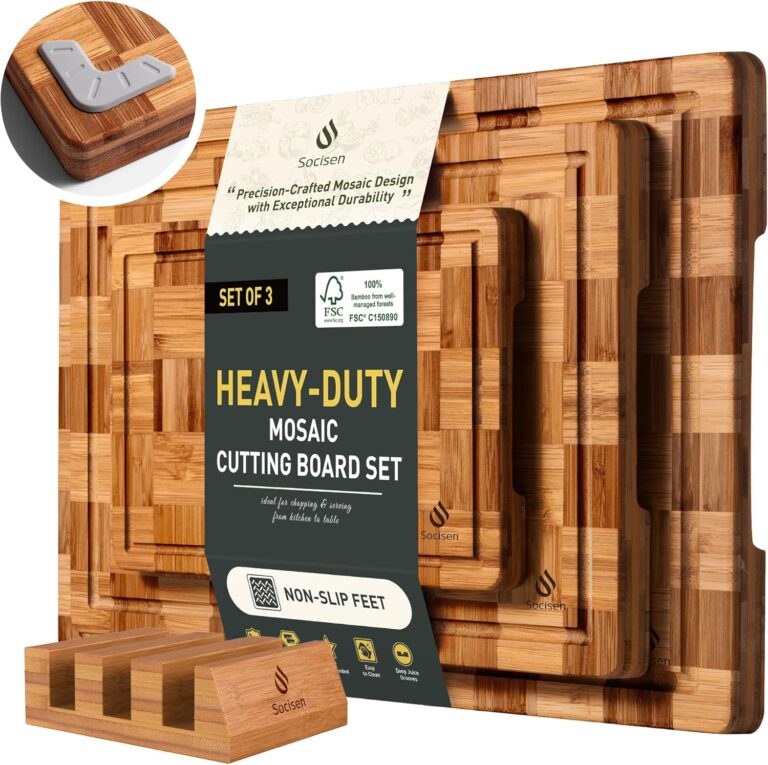 Bamboo Cutting Board Set (Non-Slip & Heavy Duty)