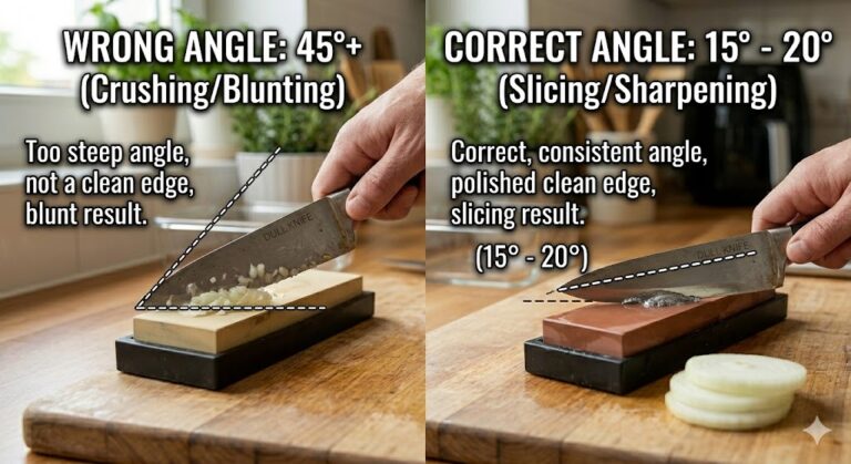Comparison of Wrong vs Correct Knife Sharpening Angle