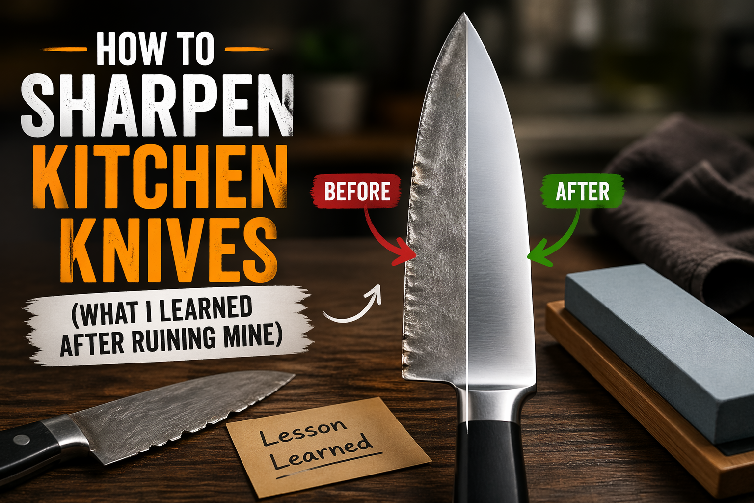 How to Sharpen Kitchen Knives (What I Learned After Ruining Mine)