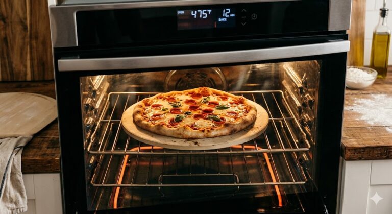 oven baking pizza