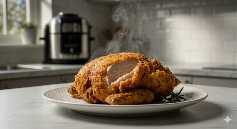 crispy chicken cooked in ninja foodi air fryer pressure cooker
