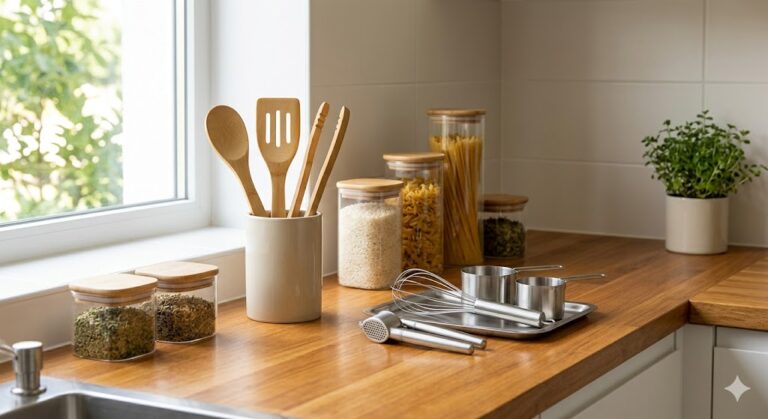 Clean modern kitchen with eco tools