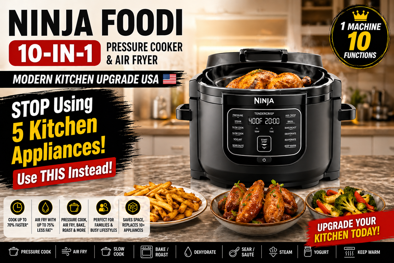 Ninja Foodi 10-in-1 Pressure Cooker & Air Fryer