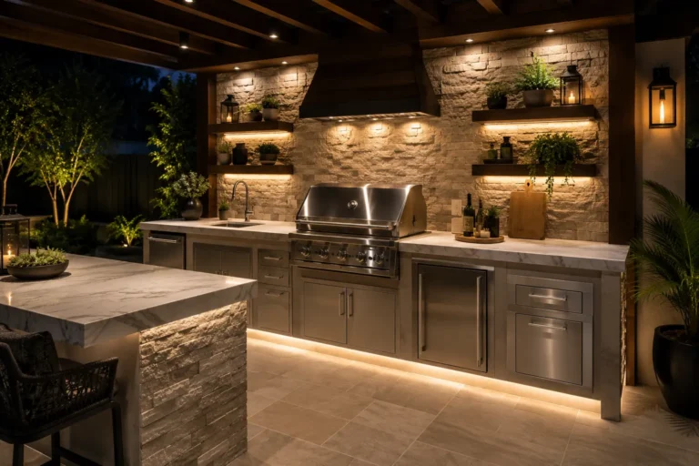 modern outdoor kitchen USA backyard setup